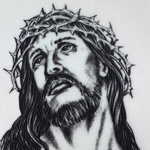 VTG Montana Marble Etched Jesus 8.5”x 6” Tile By Artist Donnie P. Nahlen  USA